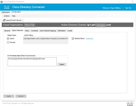 show, Display changes to the default configuration. . Ldap filter by security group